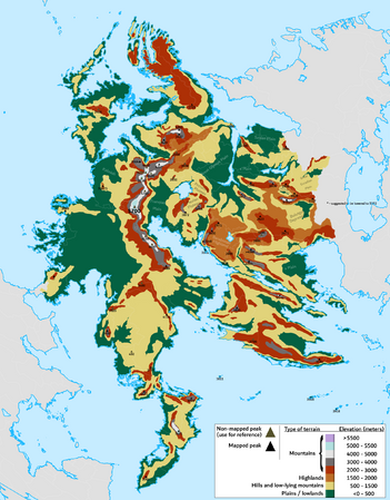 Rough elevation and terrain map